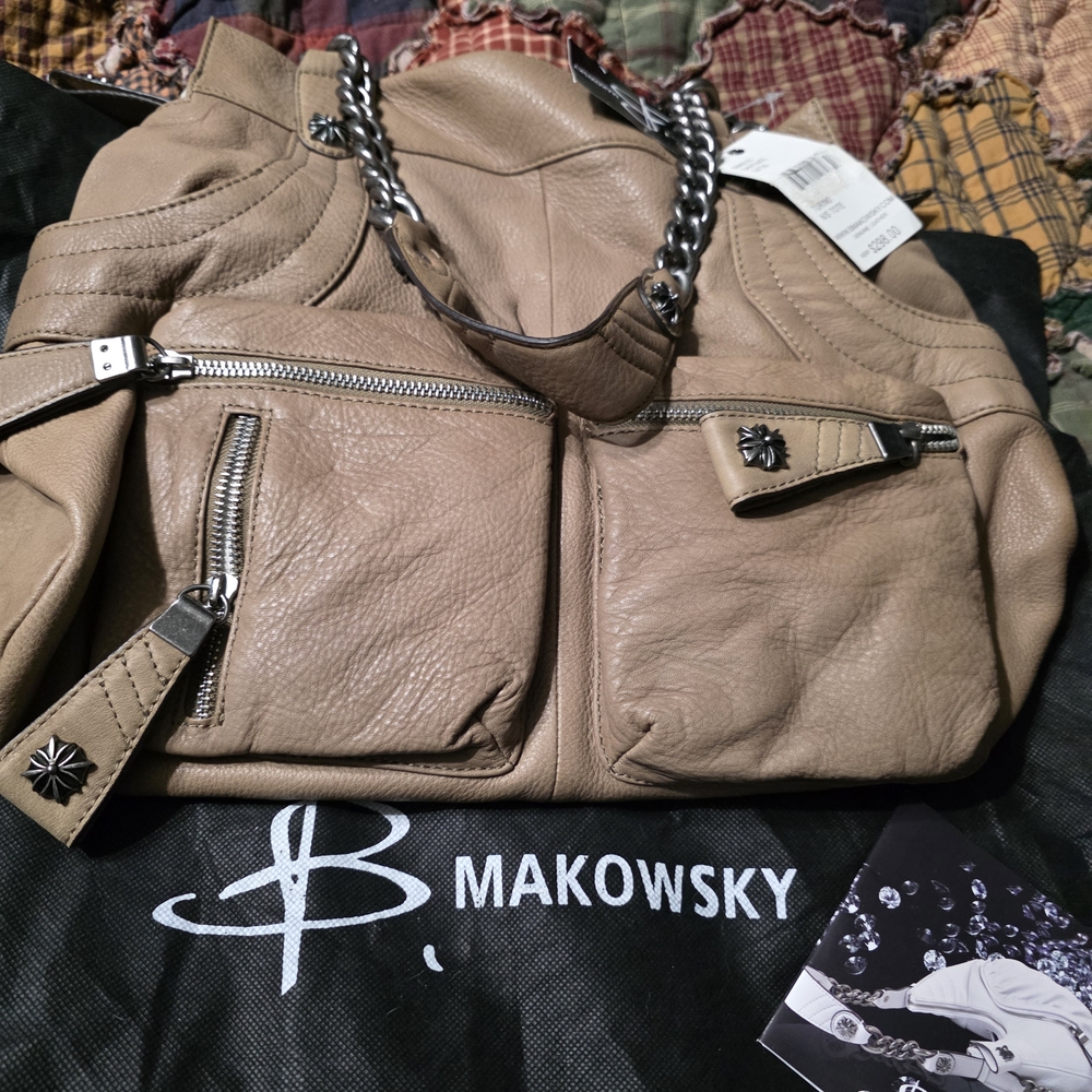 B. Makowsky Tan Leather Women's Bag NWT